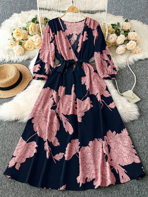 Nautiful Women Fit and Flare Brown Midi/Calf Length Dress