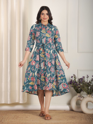 Aramya Women Ethnic Dress Multicolor Midi/Calf Length Dress