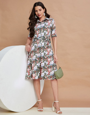 Moda Rapido Women Shirt Multicolor Knee Length Dress