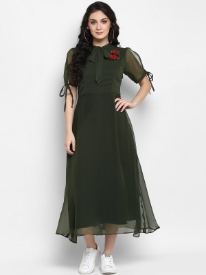 ZIMA LETO Women Maxi Green Dress