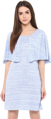 Tshirt Company Women Shift Light Blue Knee Length Dress