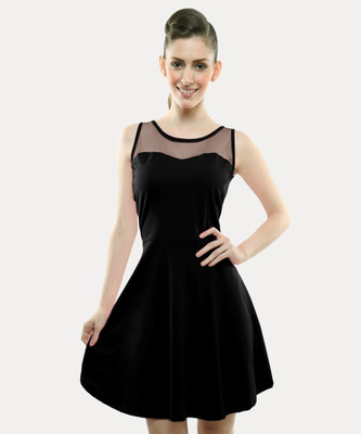 Miss Chase Women A-line Black Mini/Short Dress