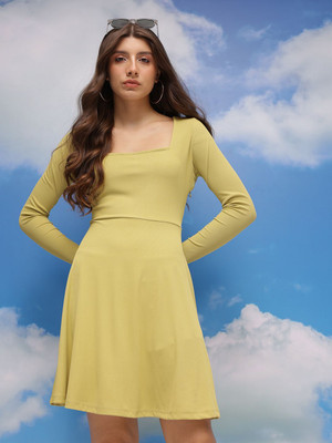CORSICA Women A-line Yellow Mini/Short Dress
