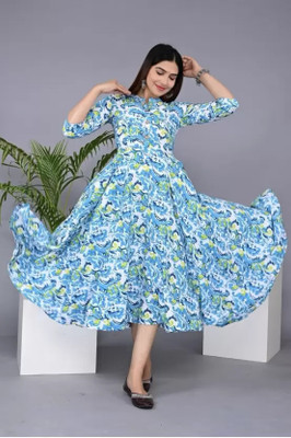 A N Enterprises Flared/A-line Gown(Blue)