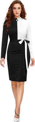 LADLIE Women Bodycon Black, White Dress