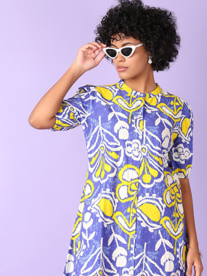 V-MART Women A-line Blue Below Knee Dress