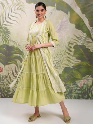 Vishudh Women Maxi Green Full Length Dress