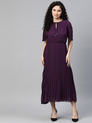 PLUSS Women A-line Purple Dress