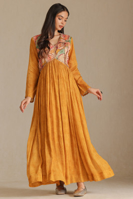 soch Women Ethnic Dress Yellow Maxi/Full Length Dress
