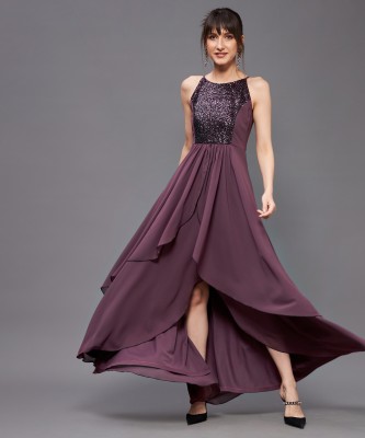 Miss Chase Women Maxi Purple Dress