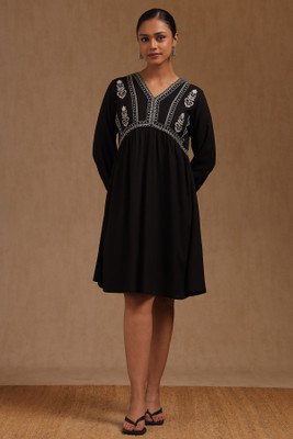 soch Women Ethnic Dress Black Knee Length Dress