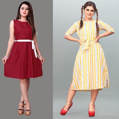 maruti fab Women Fit and Flare Red Dress