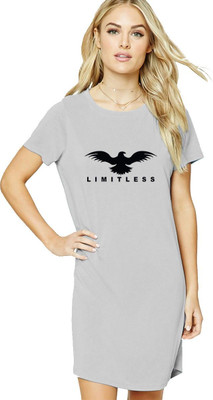 HouseOfCommon Women T Shirt White Above Knee/Mid Thigh Length Dress