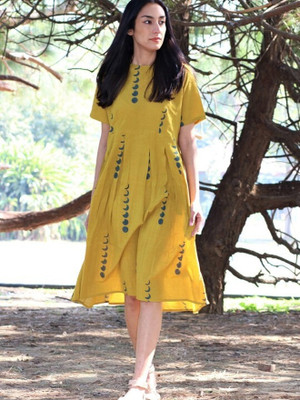 FabFinds Women A-line Yellow Maxi/Full Length Dress