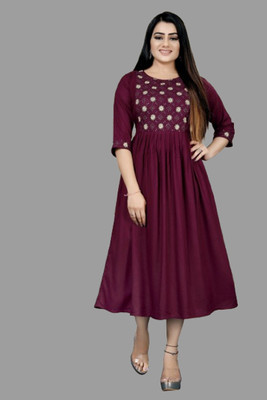 HouseOfCommon Women Fit and Flare Multicolor Midi/Calf Length Dress