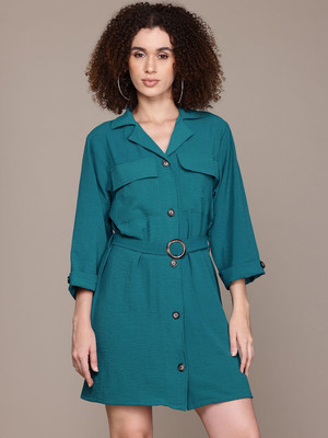 Roadster Women Shirt Green Mini/Short Dress