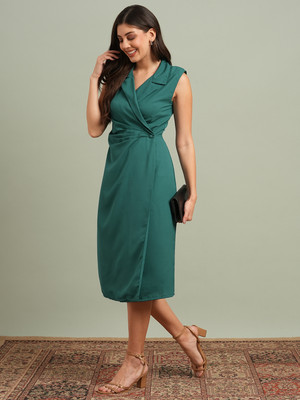 Globus Women Wrap Green Midi/Calf Length Dress