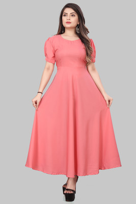 HouseOfCommon Women Maxi Grey Full Length Dress