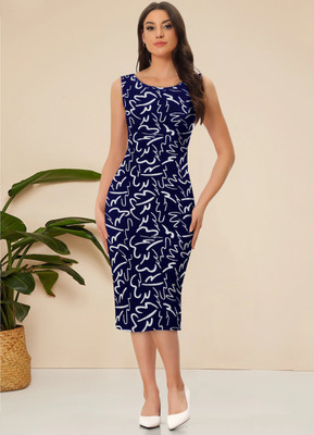 Toochki Women Bodycon Blue Midi/Calf Length Dress