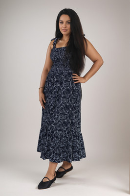 Mom Muffin Women A-line Dark Blue Midi/Calf Length Dress