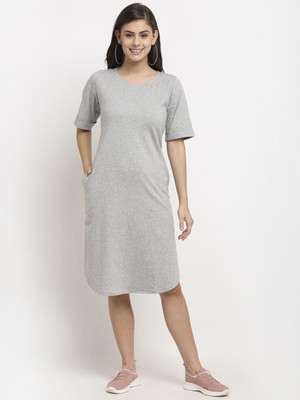 BRINNS Women A-line Grey Knee Length Dress