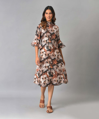 W Women A-line Multicolor Knee Length Dress