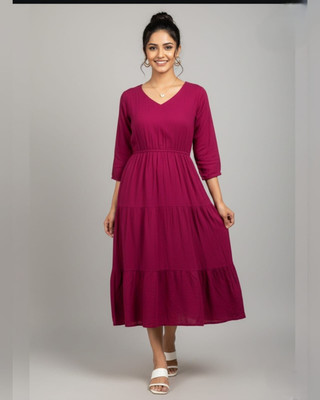 jgt Trendy Wears Women Maxi Purple Below Knee Dress