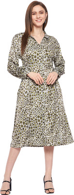 MADAME Women A-line Multicolor Midi/Calf Length Dress