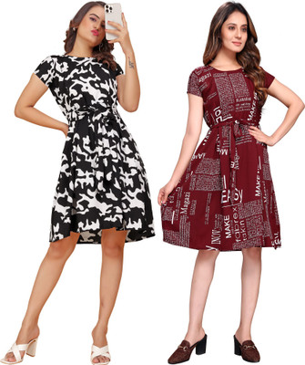 Rinra Women A-line Multicolor Knee Length Dress