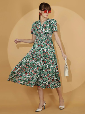 Sheetal Associates Women Fit and Flare Green Midi/Calf Length Dress