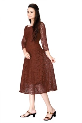 Werolia. Women A-line Brown Dress