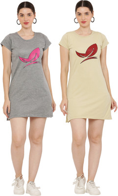 Priya Point Women T Shirt Multicolor Above Knee/Mid Thigh Length Dress