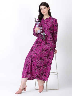 DRAPE AND DAZZLE Women A-line Purple Midi/Calf Length Dress