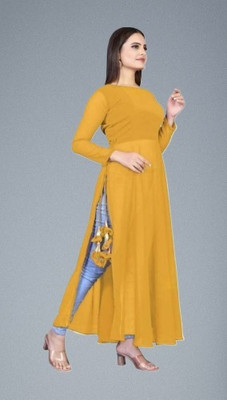 NITIN Women Solid Straight Kurta(Yellow)