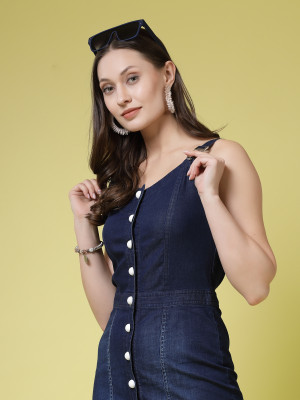 Being Naughty Women Shirt Blue Knee Length Dress