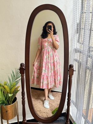 phoolkesa Women A-line Multicolor Midi/Calf Length Dress