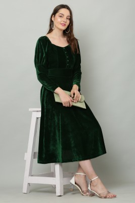 AASHA TEXTILES Women A-line Green Dress