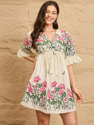 DRAPE AND DAZZLE Women Fit and Flare Pink Mini/Short Dress