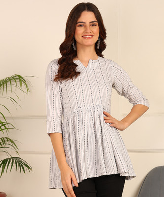 HIVA TRENDZ Women Gathered White Mini/Short Dress