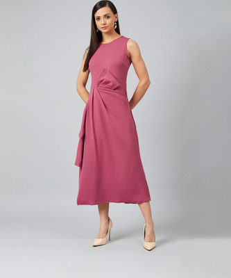 ATHENA Women Fit and Flare Pink Maxi/Full Length Dress