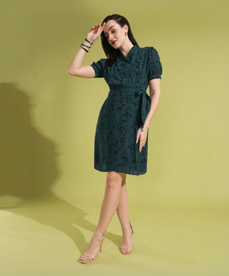 Globus Women Wrap Green Mini/Short Dress