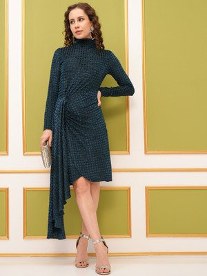 Tokyo Talkies Women Wrap Green Above Knee/Mid Thigh Length Dress