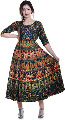 Drashti Textiles Women Maxi Multicolor Midi/Calf Length Dress