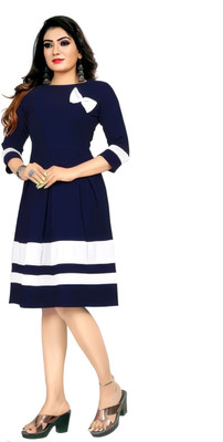 HEMANG FASHION Women A-line Blue Knee Length Dress