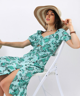 Tokyo Talkies Women Maxi Green Full Length Dress