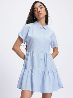 Glitchez Women Shirt Blue Mini/Short Dress
