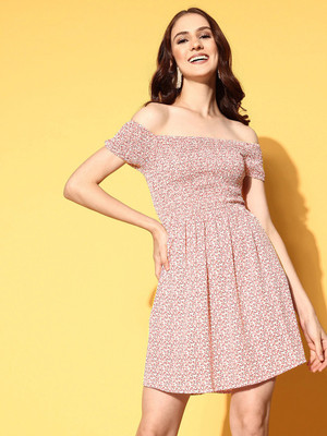 Berrylush Women Fit and Flare Pink Mini/Short Dress