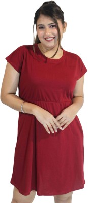 HM HUBB Women Fit and Flare Maroon Dress