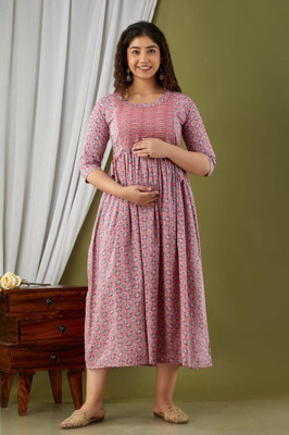 HouseOfCommon Women Gown Pink Midi/Calf Length Dress