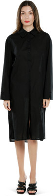 London Rag Women Shirt Black Below Knee Dress